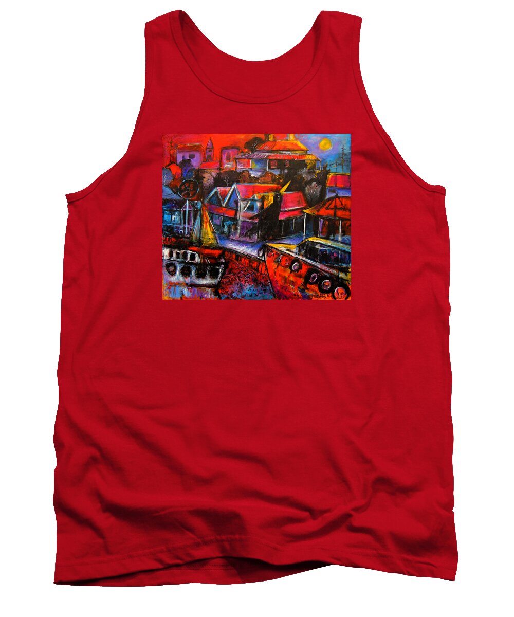 Art Tank Top featuring the painting Mesmerised by the moon by Jeremy Holton