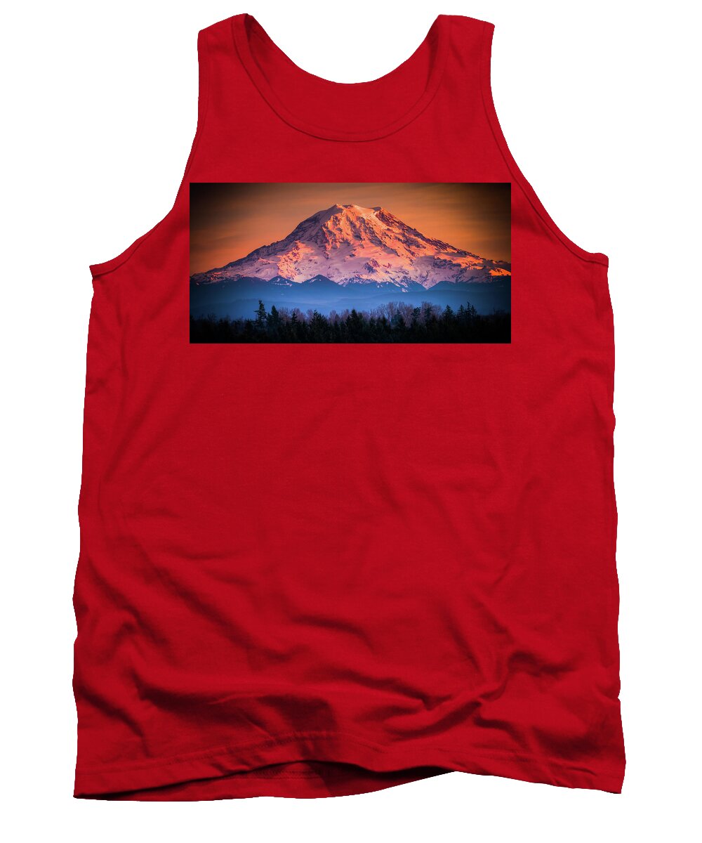 Rainier Tank Top featuring the photograph Mt. Rainier Sunset by Chris McKenna