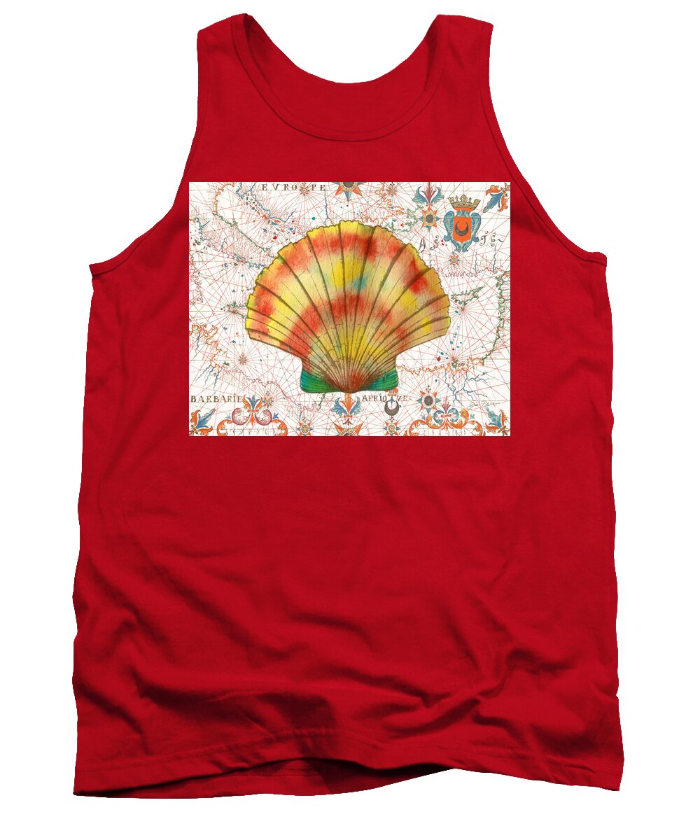 Nautical Tank Top featuring the painting Nautical Treasures-F by Jean Plout