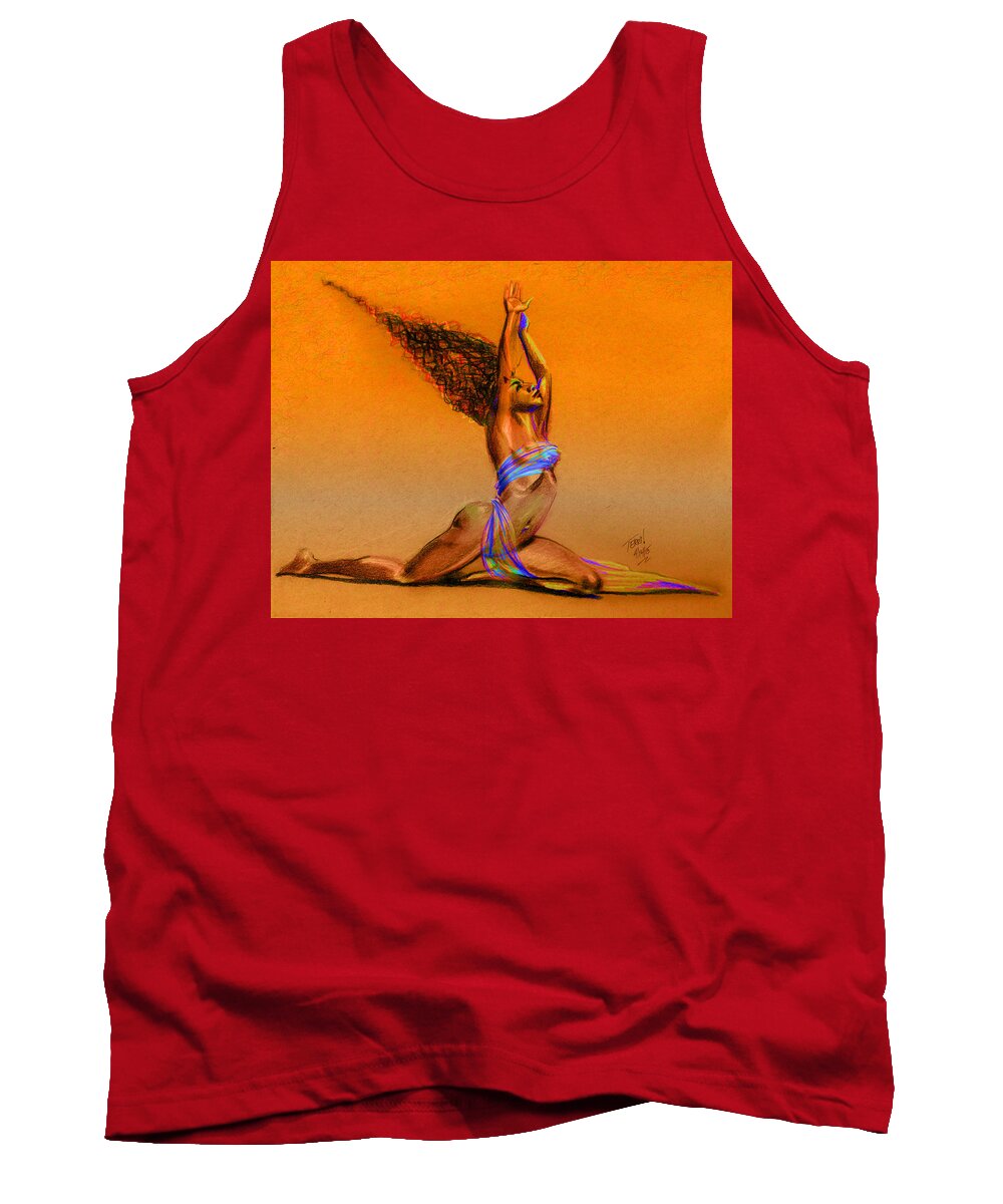 Hair Tank Top featuring the drawing Nrg Sunset by Terri Meredith