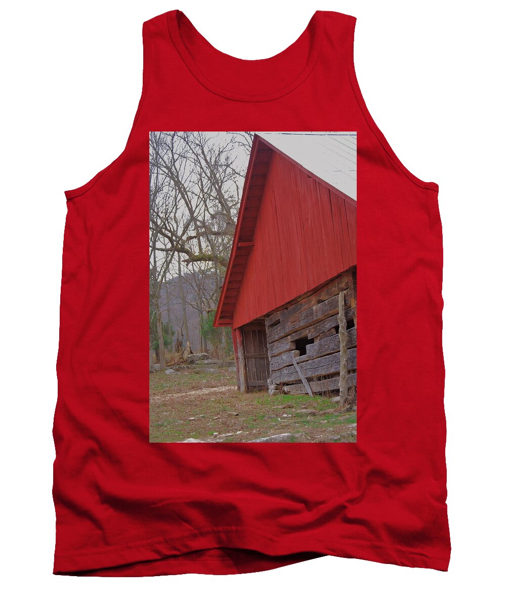 Barn Tank Top featuring the photograph Old Log Barn by Debbie Karnes