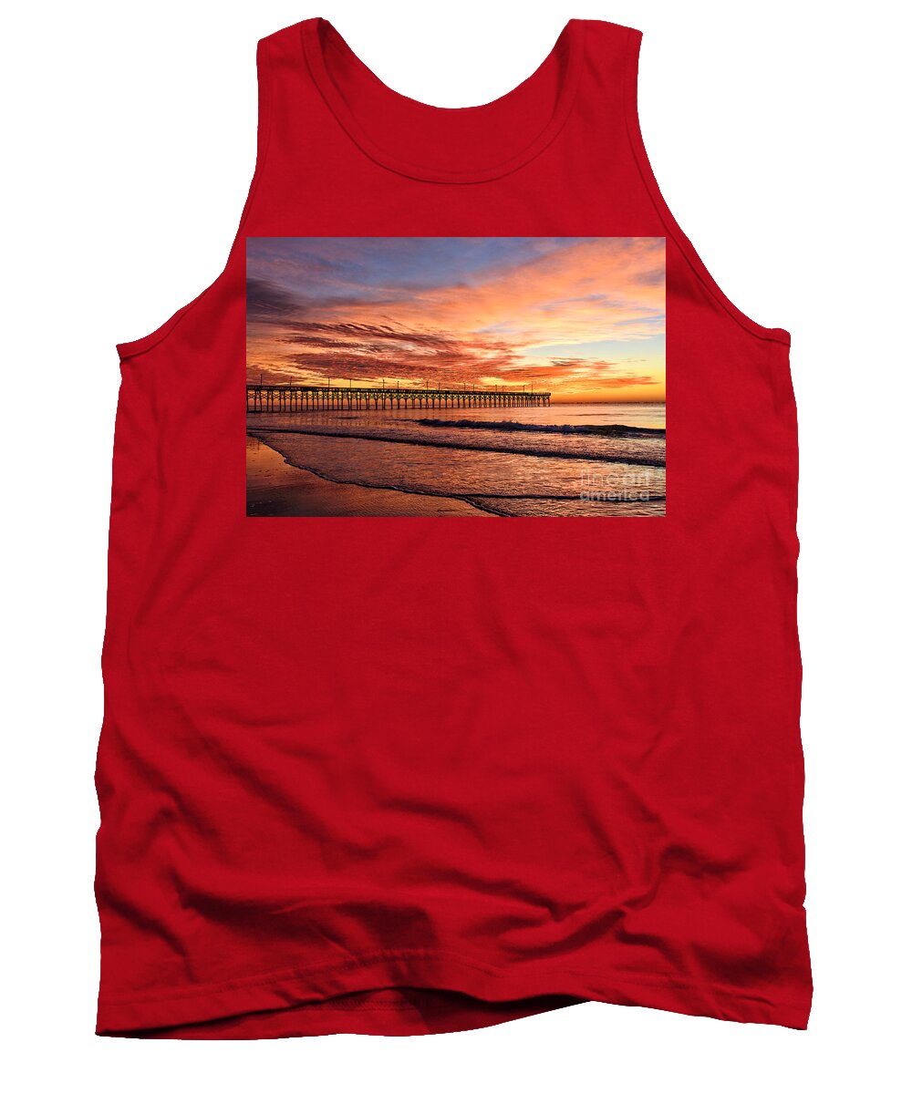 Surf City Tank Top featuring the photograph Orange Pier by DJA Images