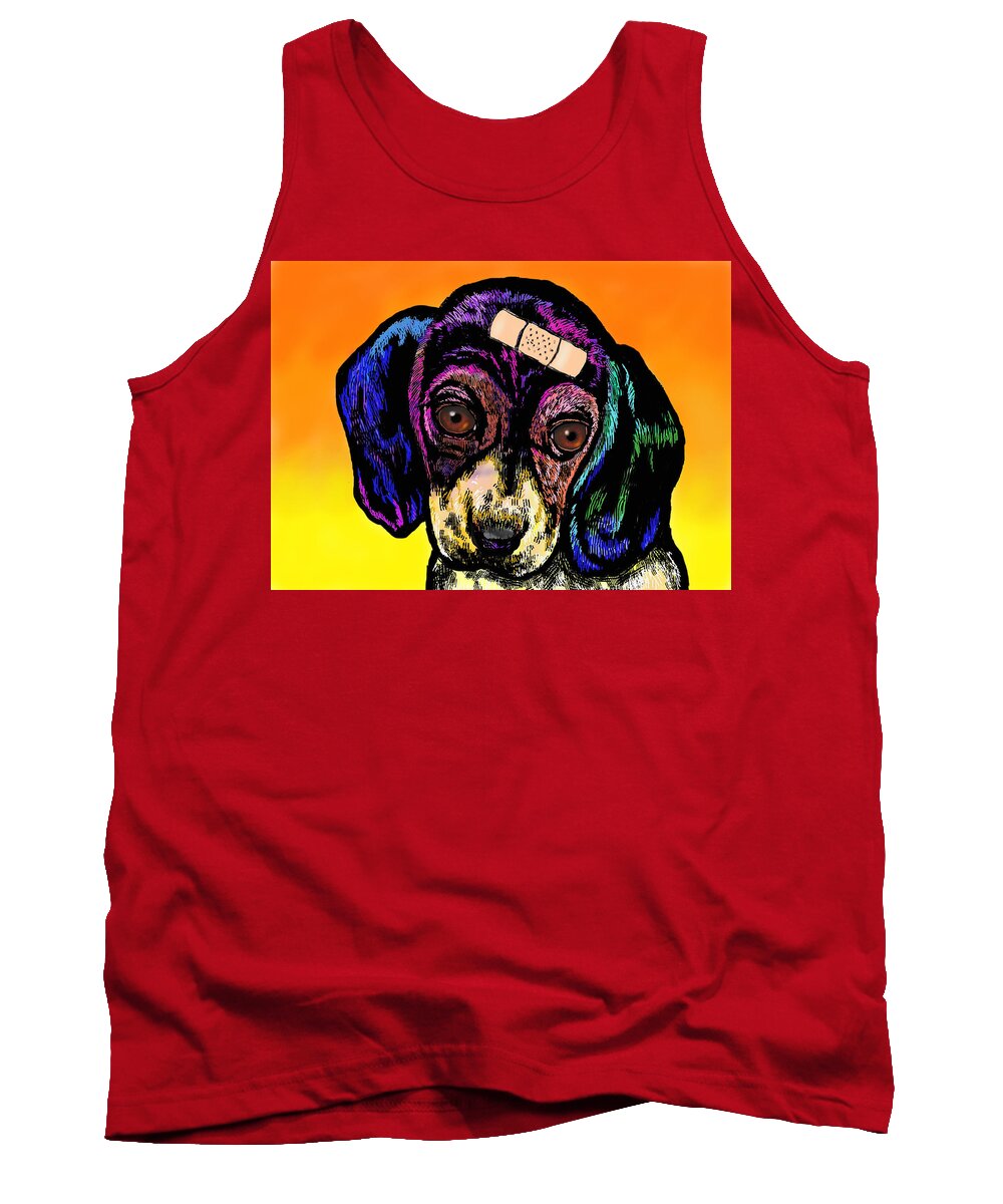 Dog Tank Top featuring the digital art Ouch Bayley by Cynthia Westbrook