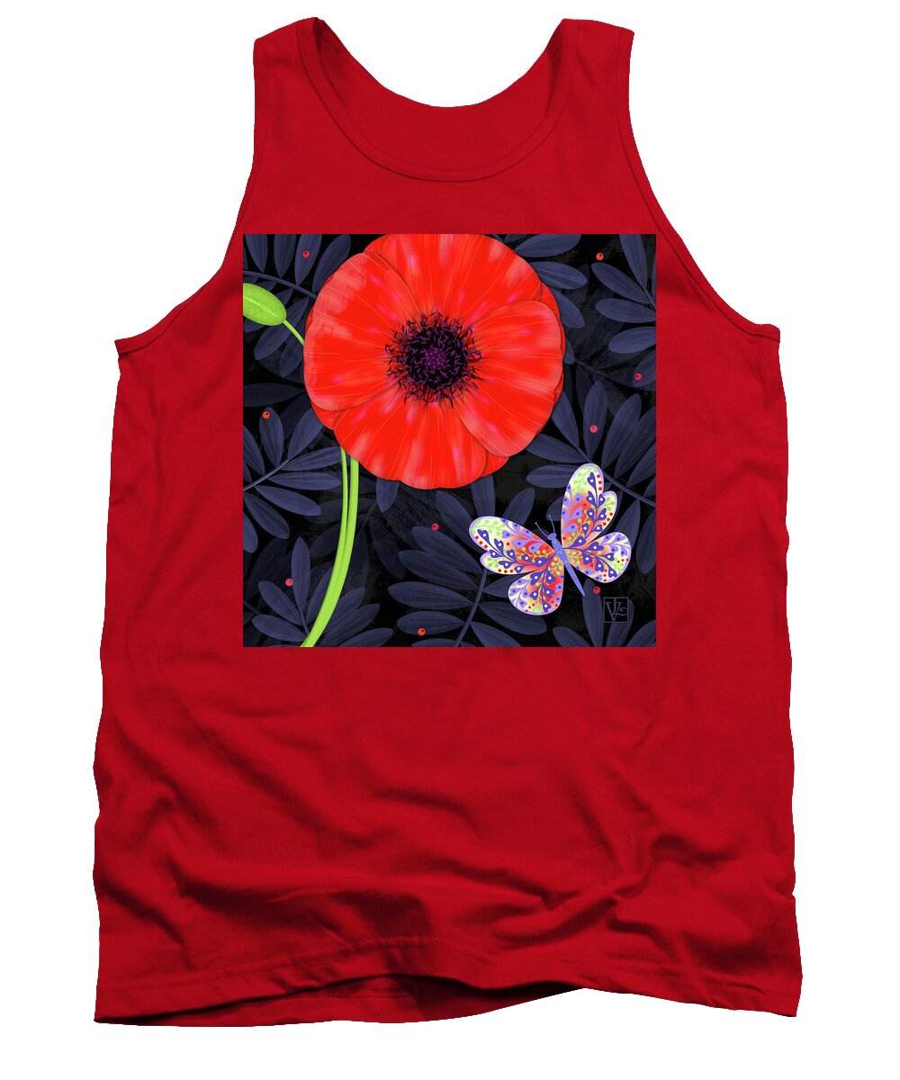 Letter Tank Top featuring the mixed media P is for Pretty Poppy by Valerie Drake Lesiak
