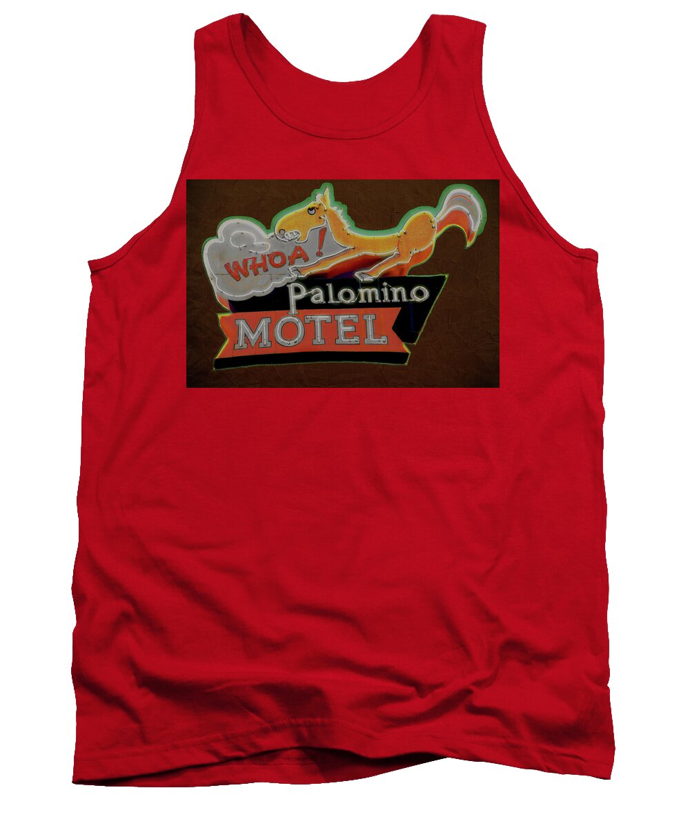 Antique Signs Tank Top featuring the photograph Palomino Motel by Jeff Burgess