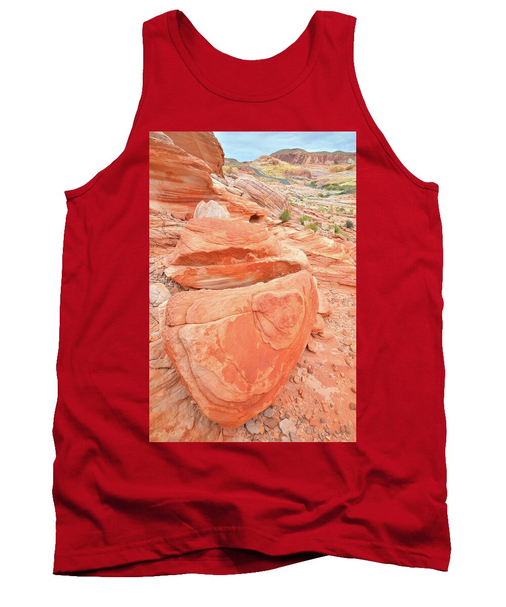 Valley Of Fire State Park Tank Top featuring the photograph Park Road View in Valley of Fire by Ray Mathis