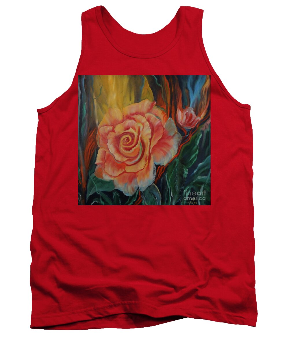 Peach Rose Tank Top featuring the painting Peachy Rose by Jenny Lee