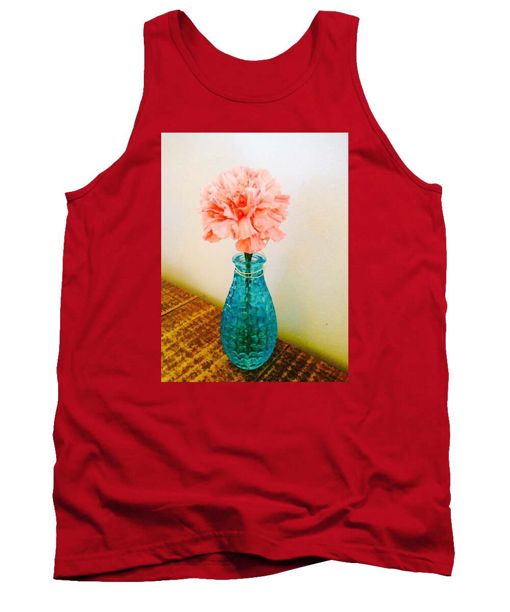 Flower Tank Top featuring the photograph Pink and blue by Kerry Taylor