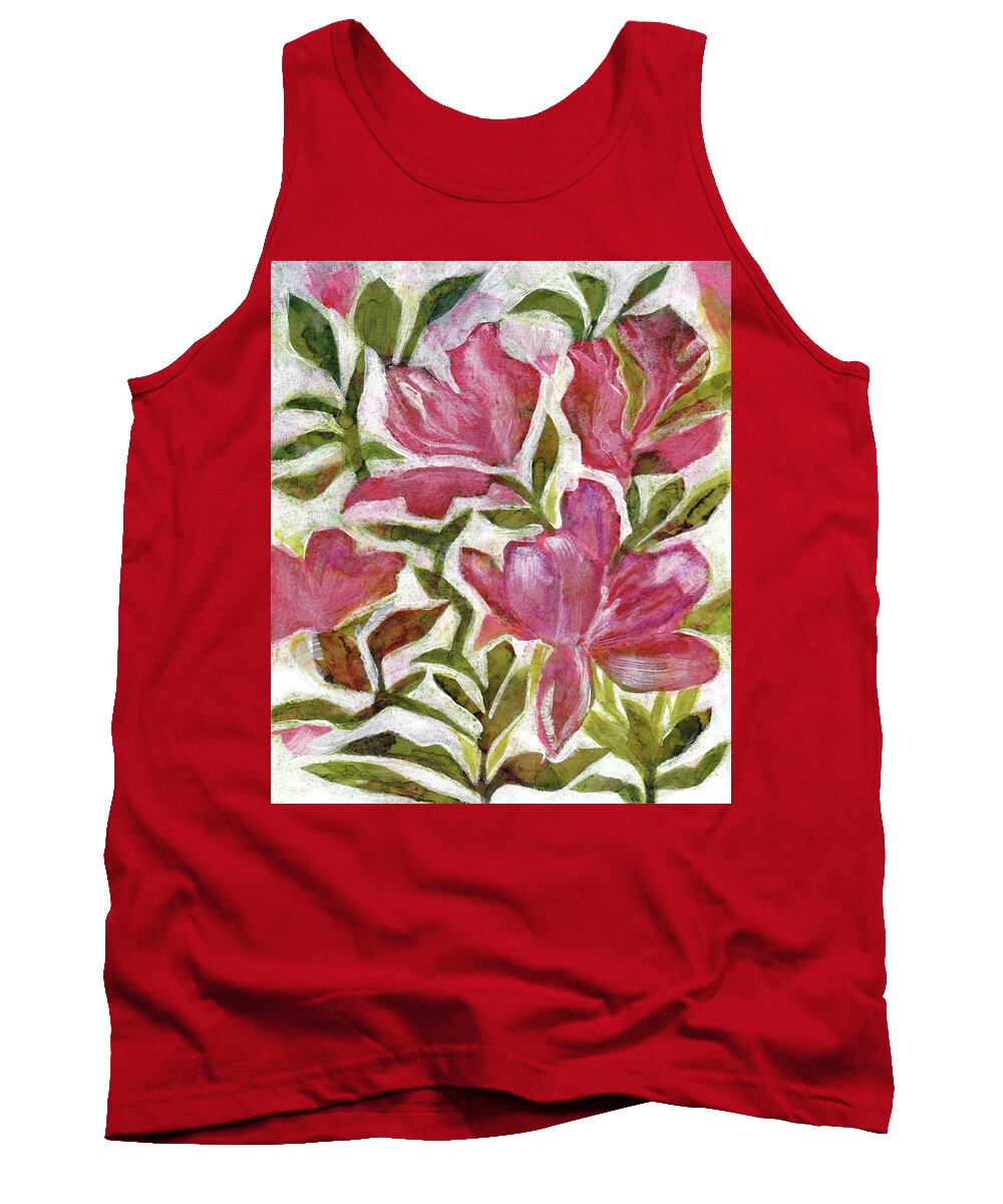 Pink Tank Top featuring the painting Pink Azaleas by Julie Maas
