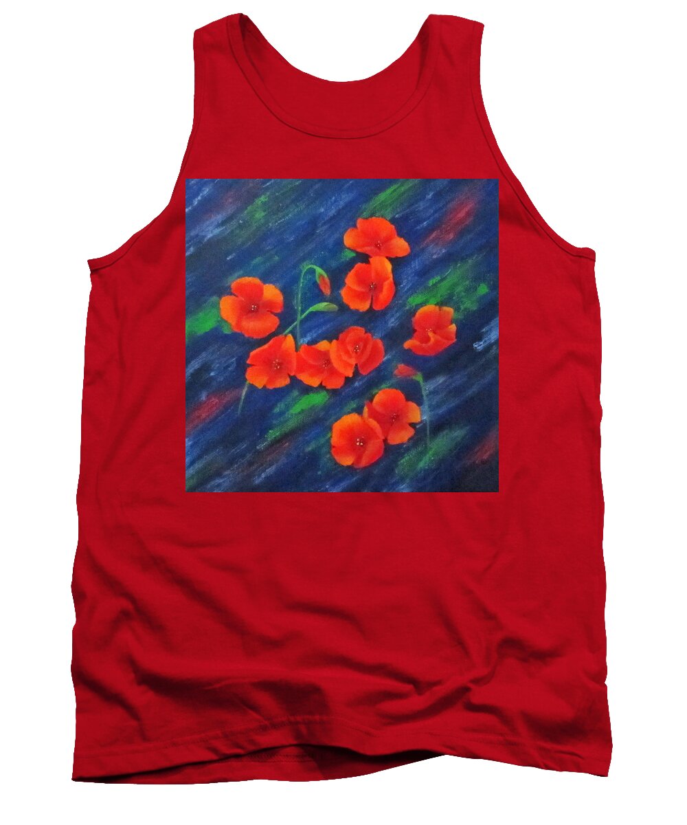 Still Life Tank Top featuring the painting Poppies In Abstract by Roseann Gilmore