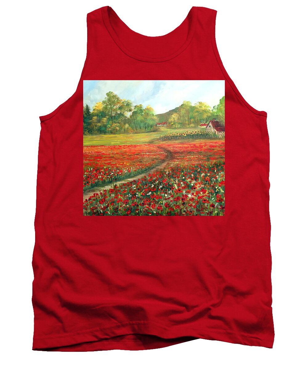 Poppies Tank Top featuring the painting Poppies Time by Dorothy Maier