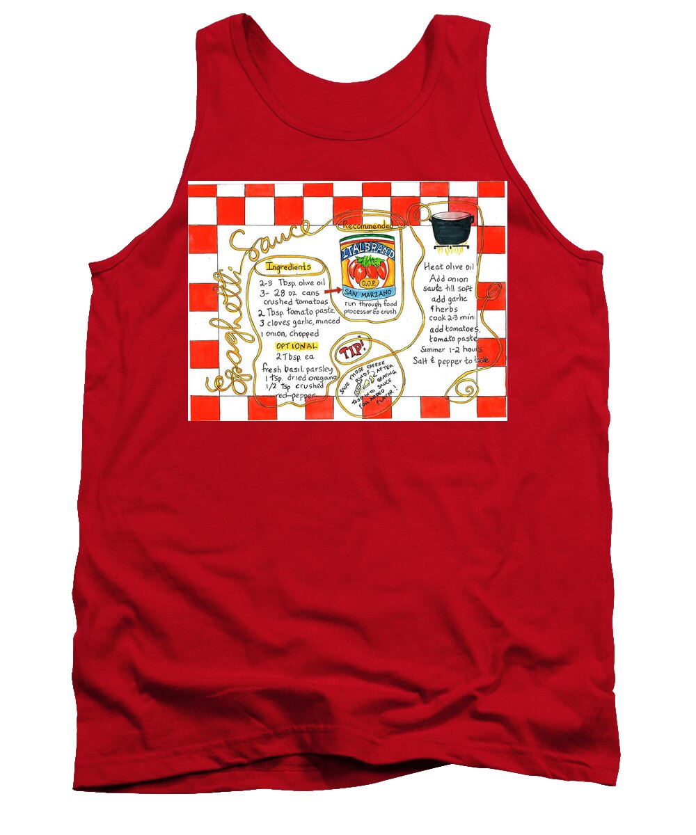 Sauce Tank Top featuring the painting Recipe -Spaghetti Sauce by Diane Fujimoto