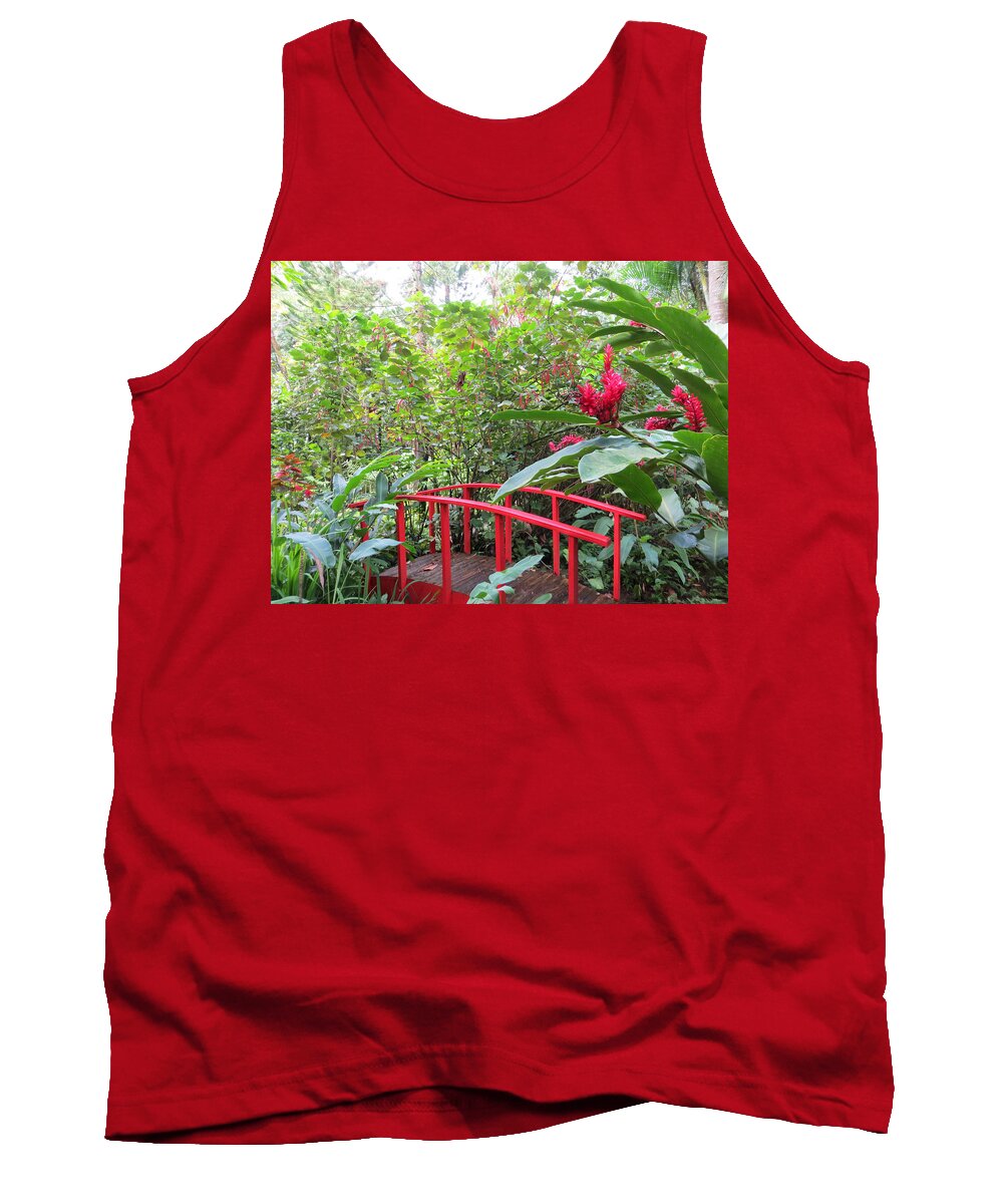 Landscape Tank Top featuring the photograph Red Bridge by Teresa Wing
