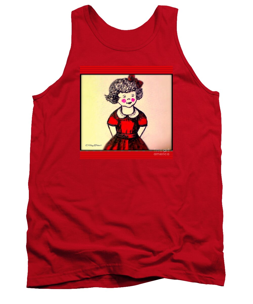  Little Girl Tank Top featuring the mixed media Red Dress by MaryLee Parker