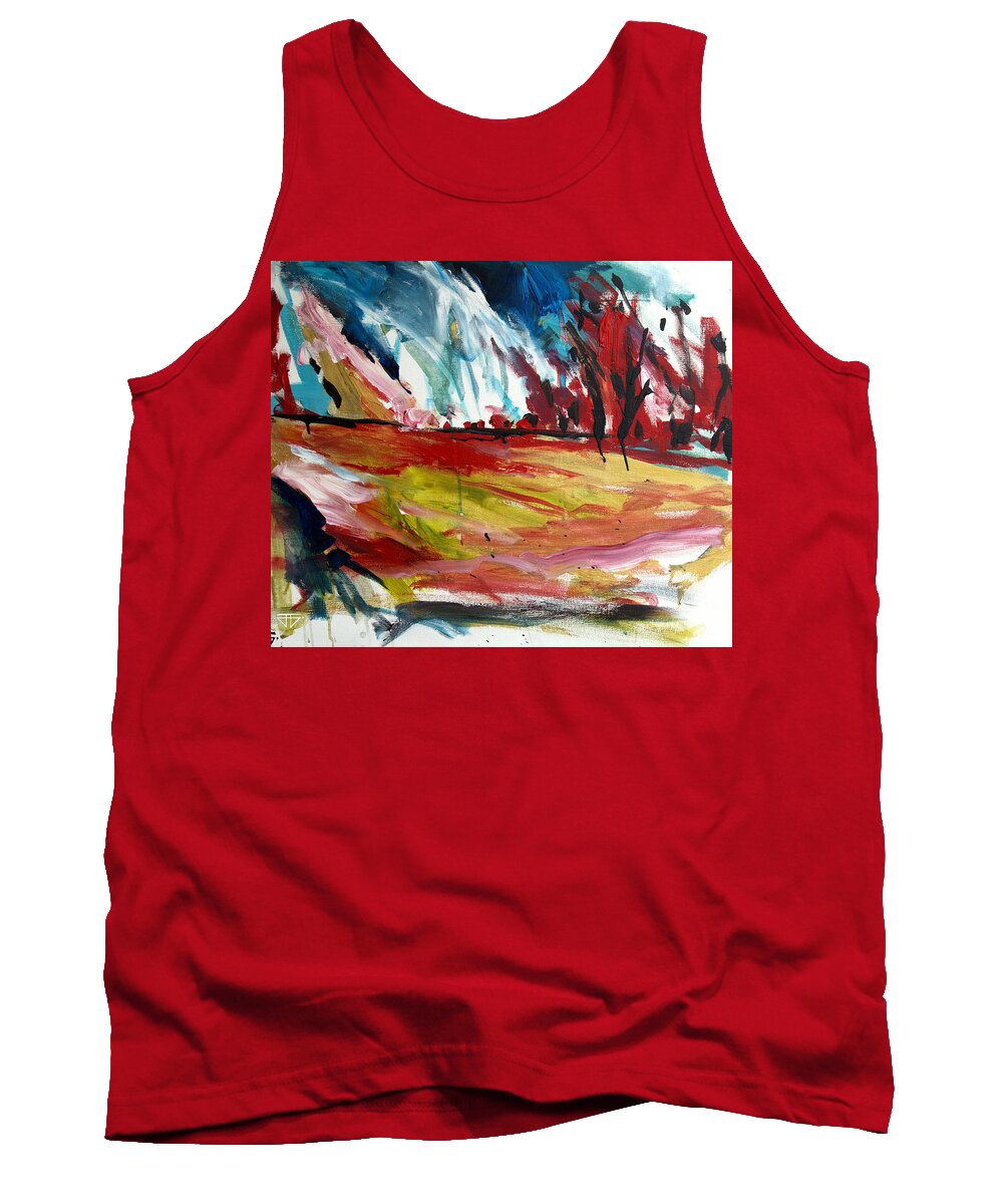  Tank Top featuring the painting Red Forest by John Gholson