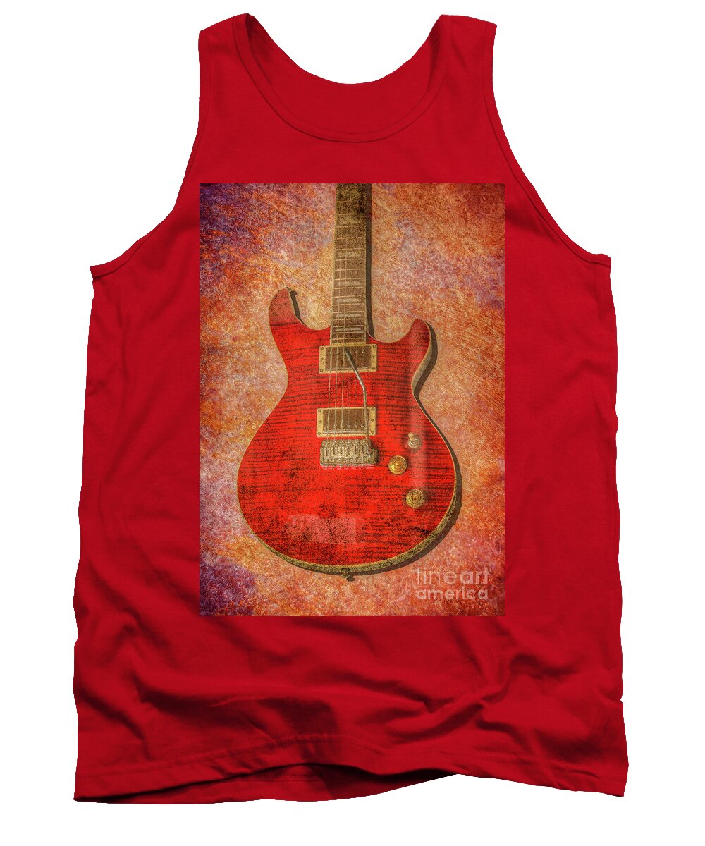 Red Rock Guitar Tank Top featuring the digital art Red Rock Guitar by Randy Steele