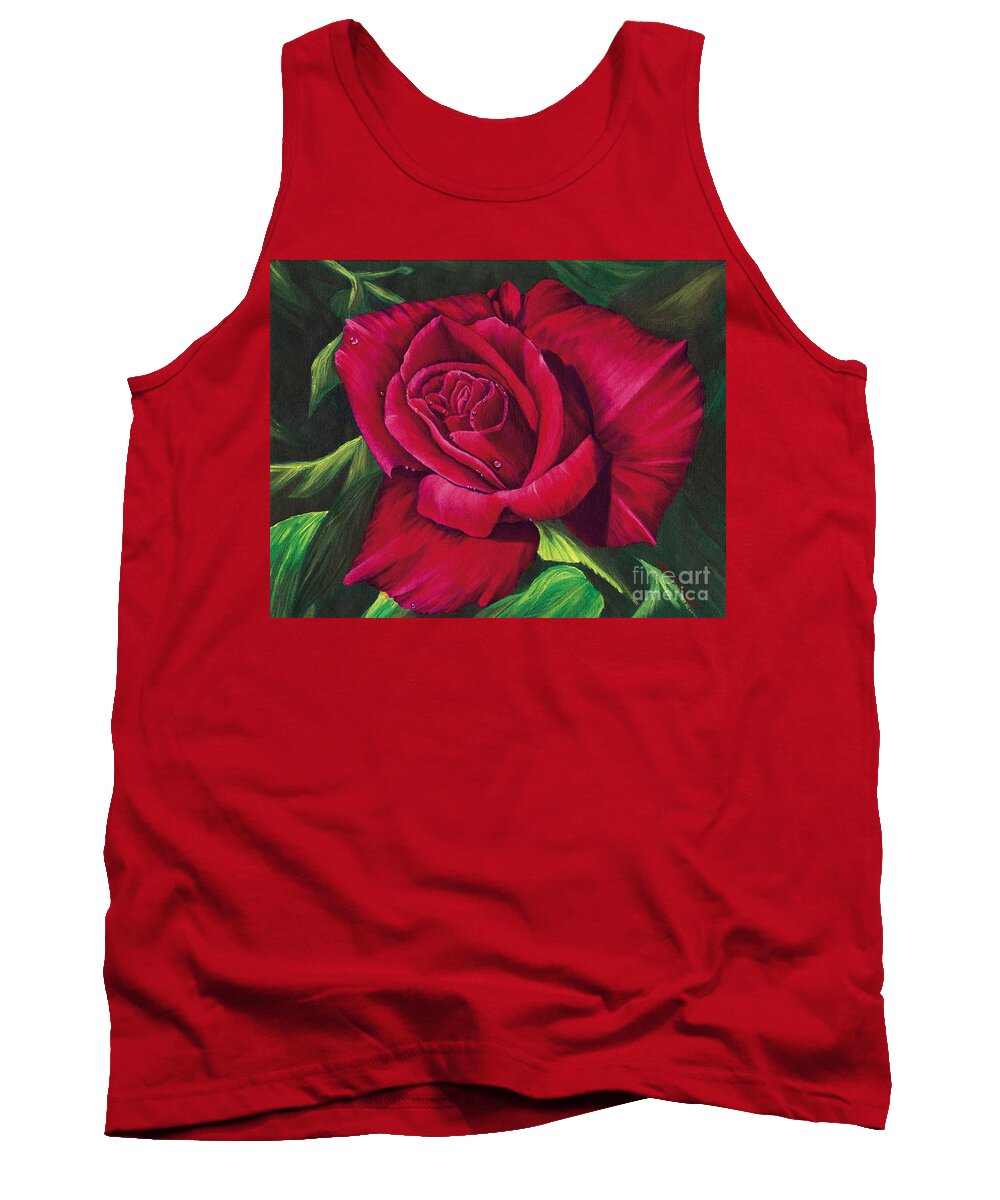 Rose Tank Top featuring the painting Red Rose by Nancy Cupp