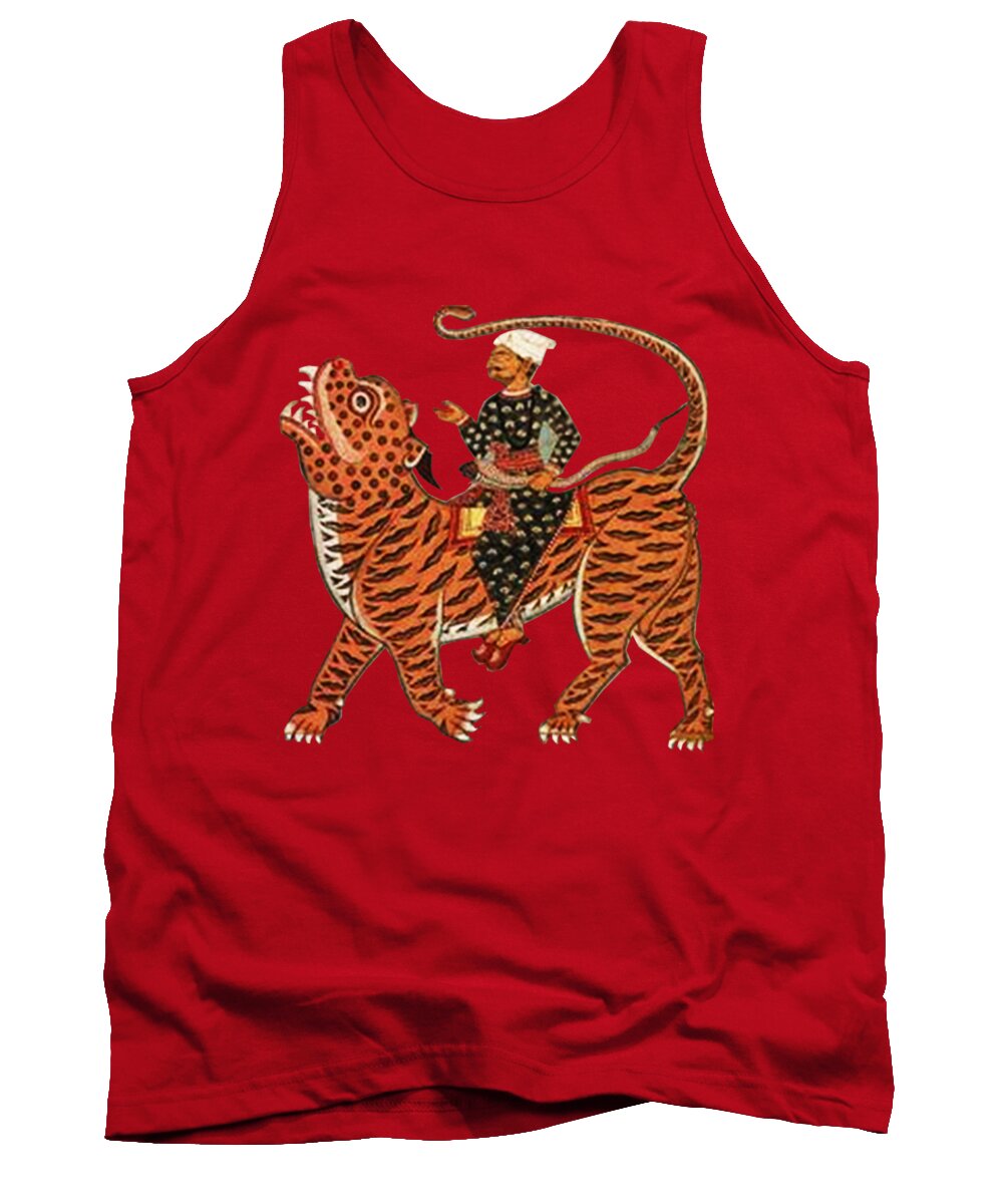 Animal Tank Top featuring the mixed media Riding the Tiger by Asok Mukhopadhyay