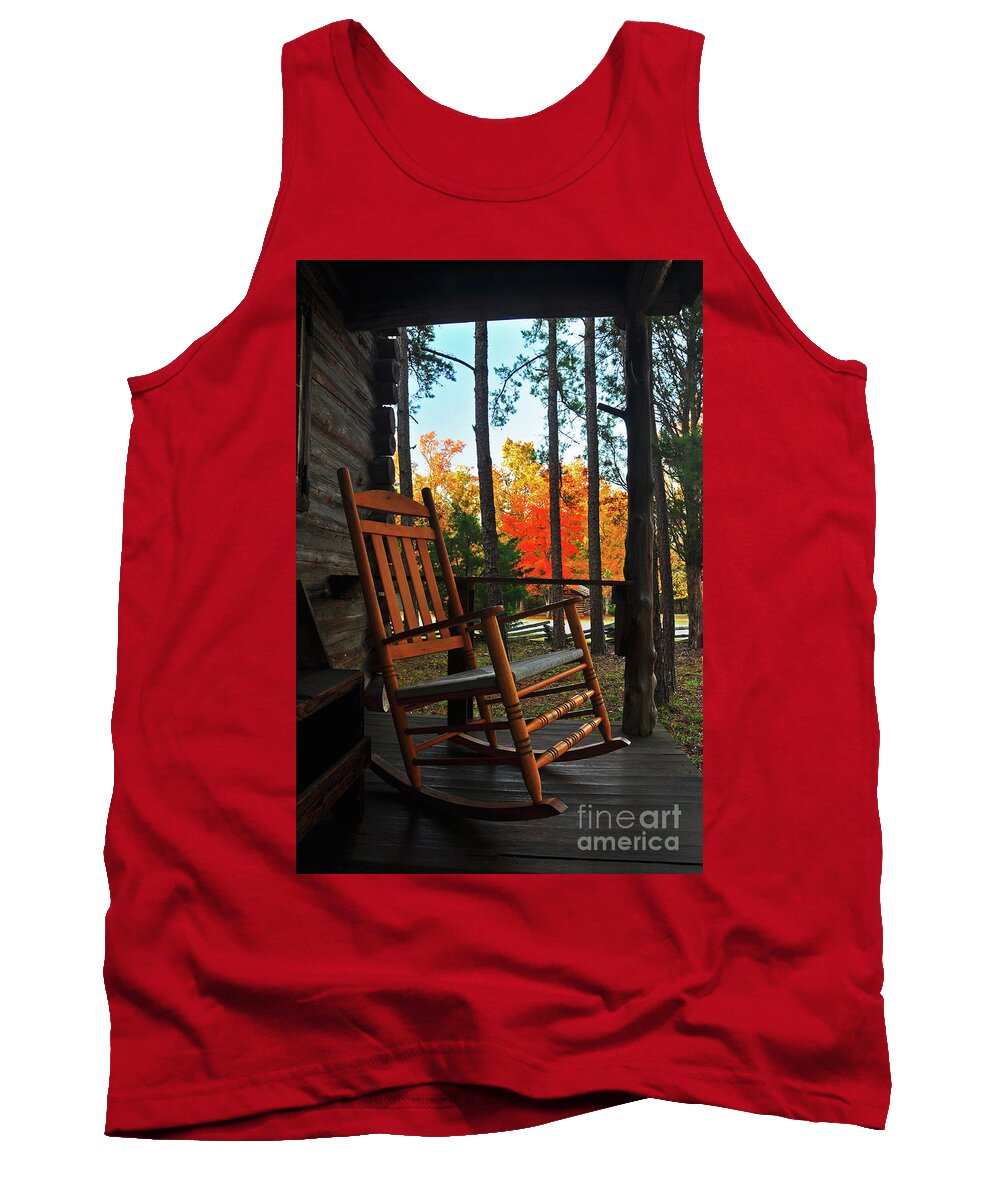 Porch Tank Top featuring the photograph Rocking in Fall by Randy Rogers