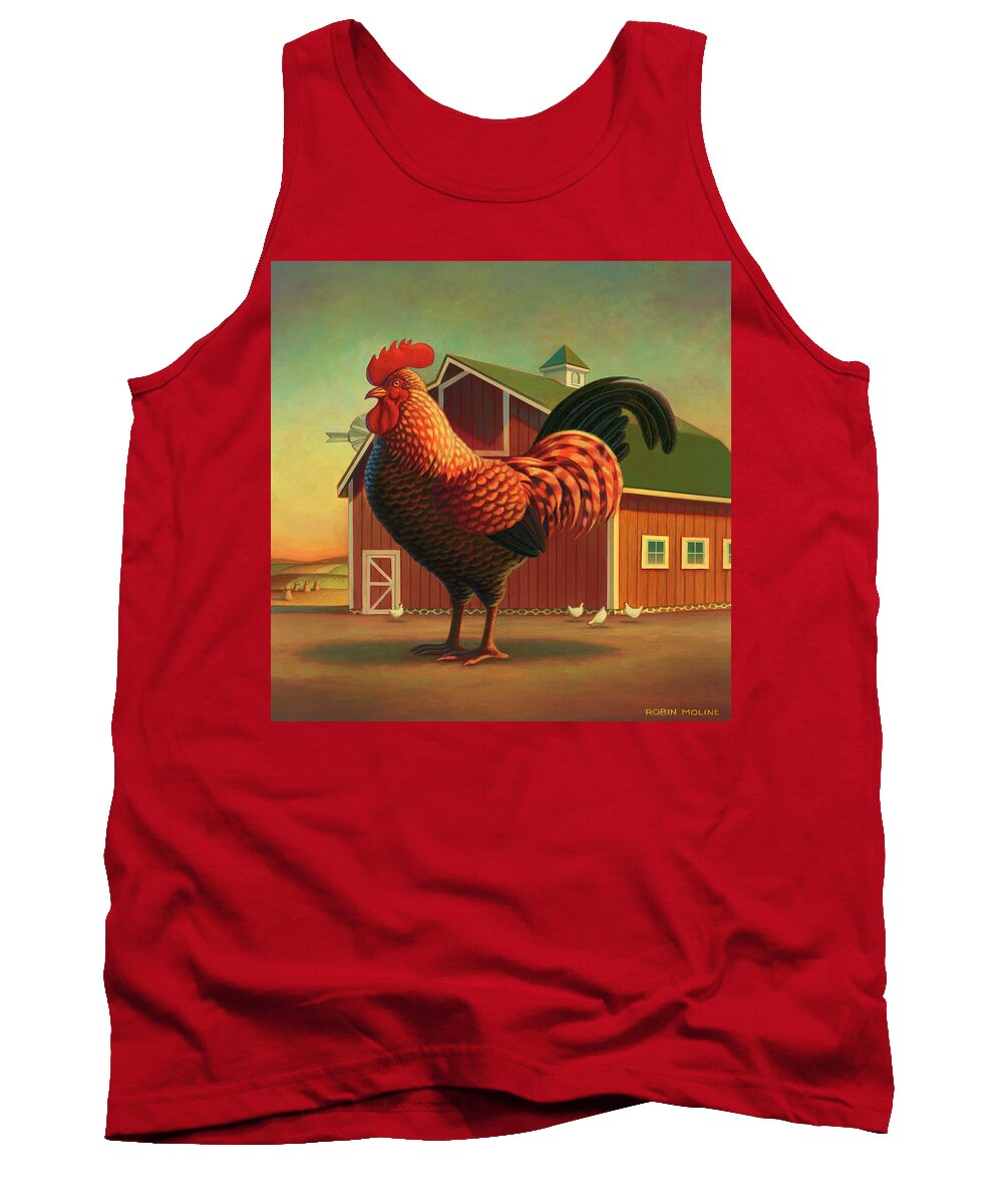 #faatoppicks Tank Top featuring the painting Rooster and the Barn by Robin Moline