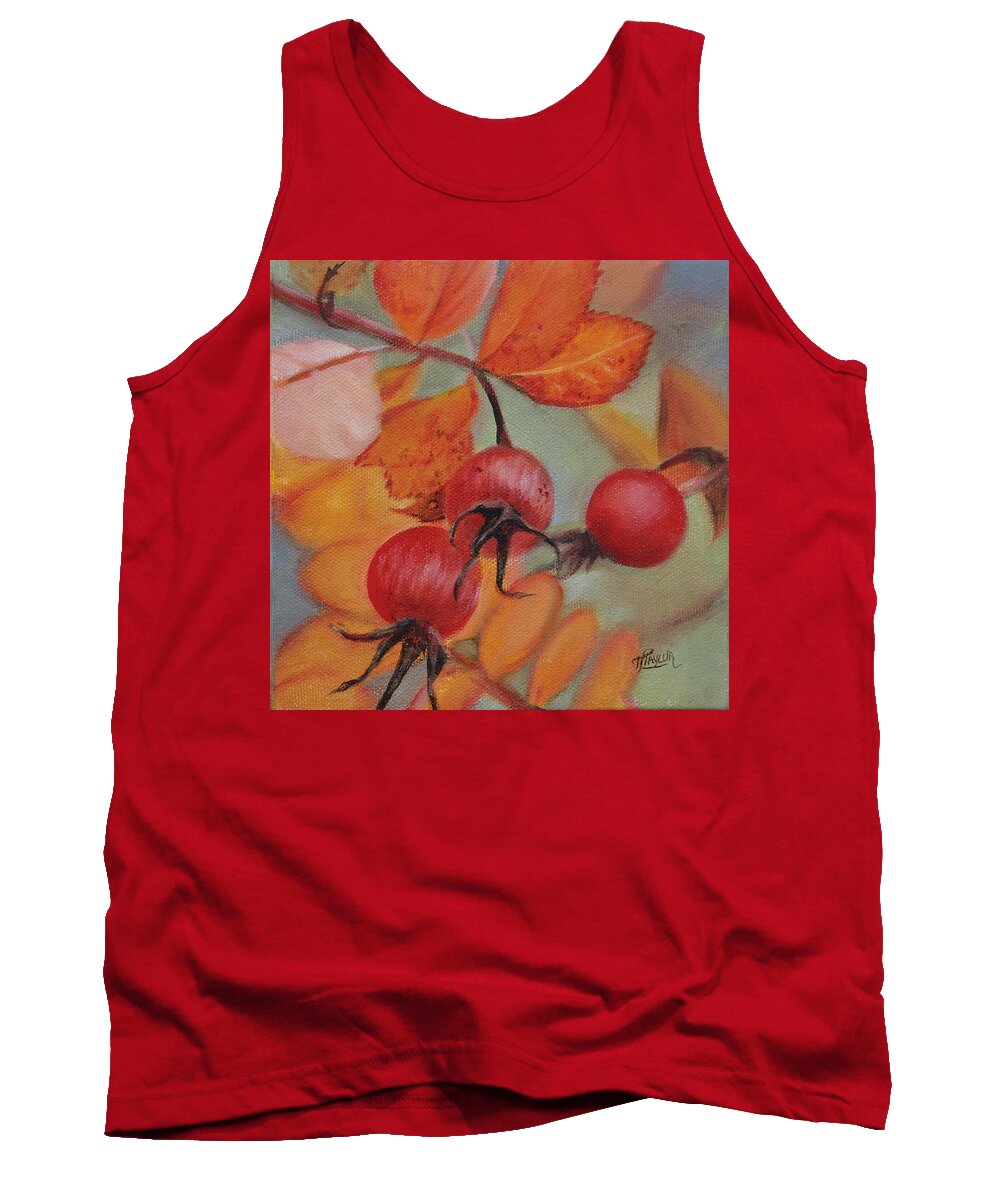 Nature Tank Top featuring the painting Rose Hips by Tammy Taylor