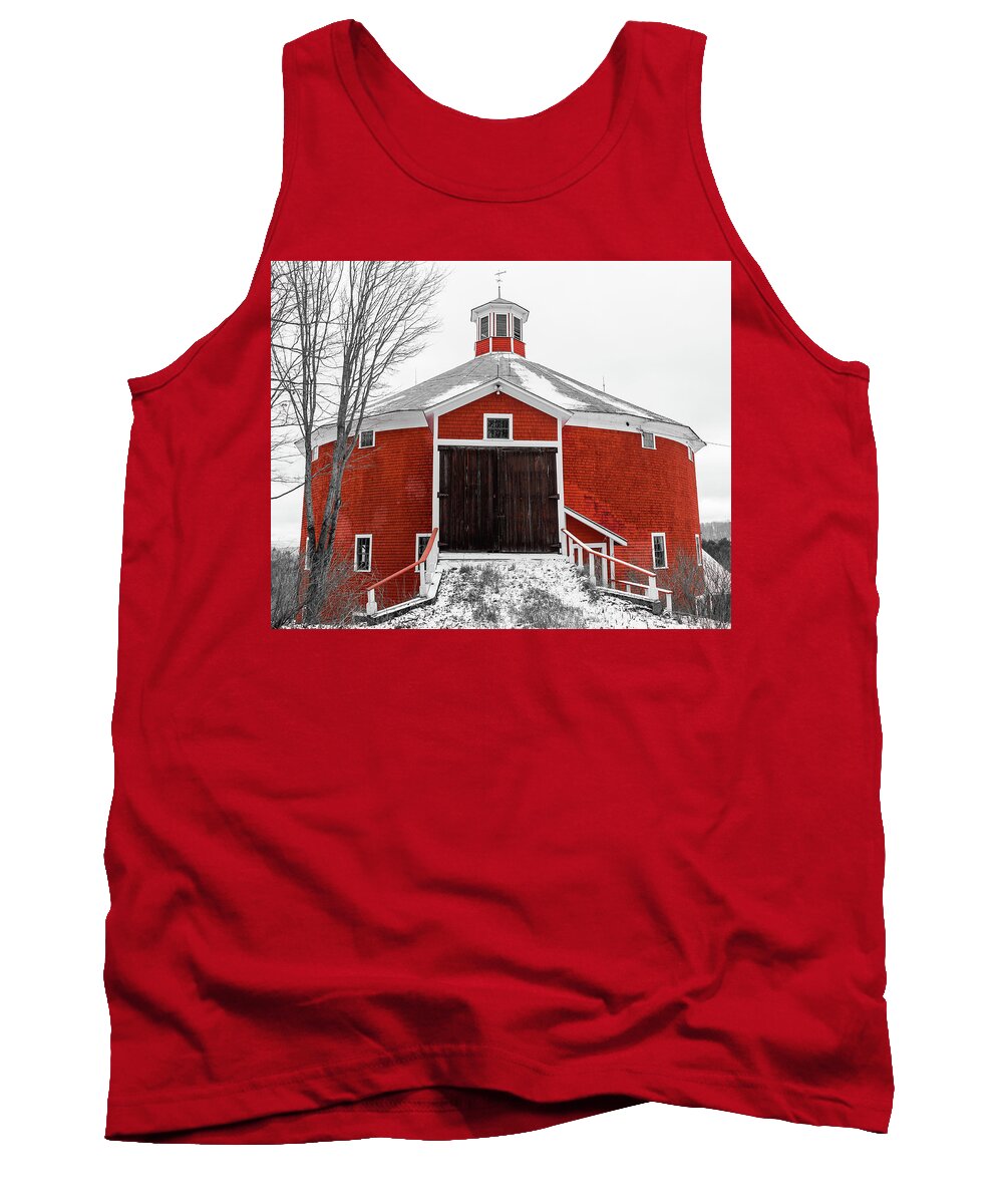 Barn Tank Top featuring the photograph Round Red Barn by Tim Kirchoff