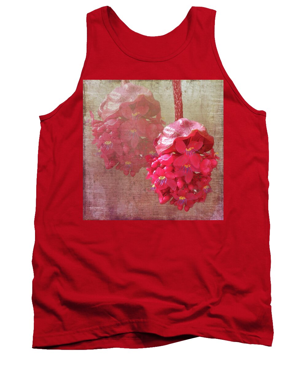 Flower Tank Top featuring the mixed media Ruby Colored Orchid by Rosalie Scanlon