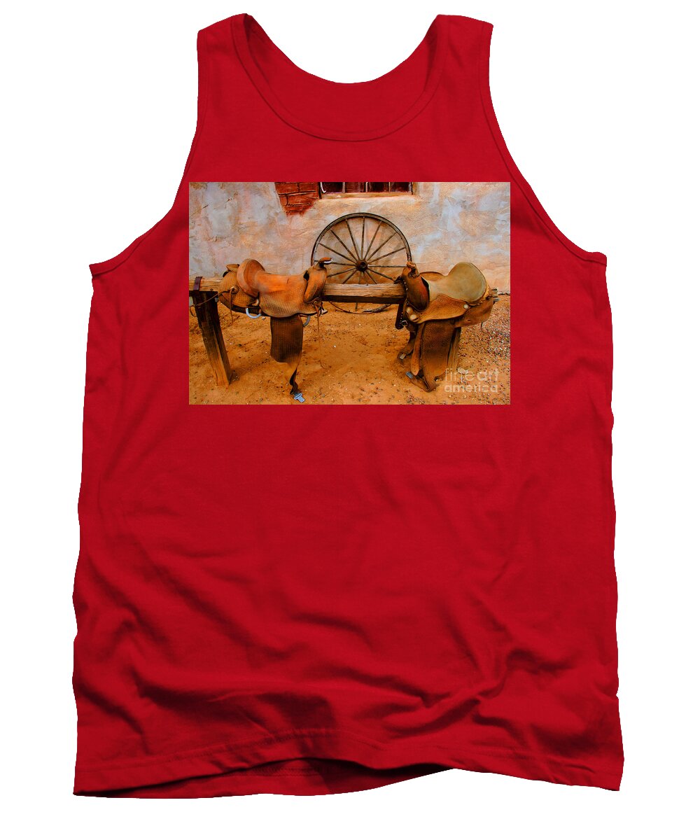 Canyon Creek Ranch Tank Top featuring the photograph Saddle Town by Tap On Photo