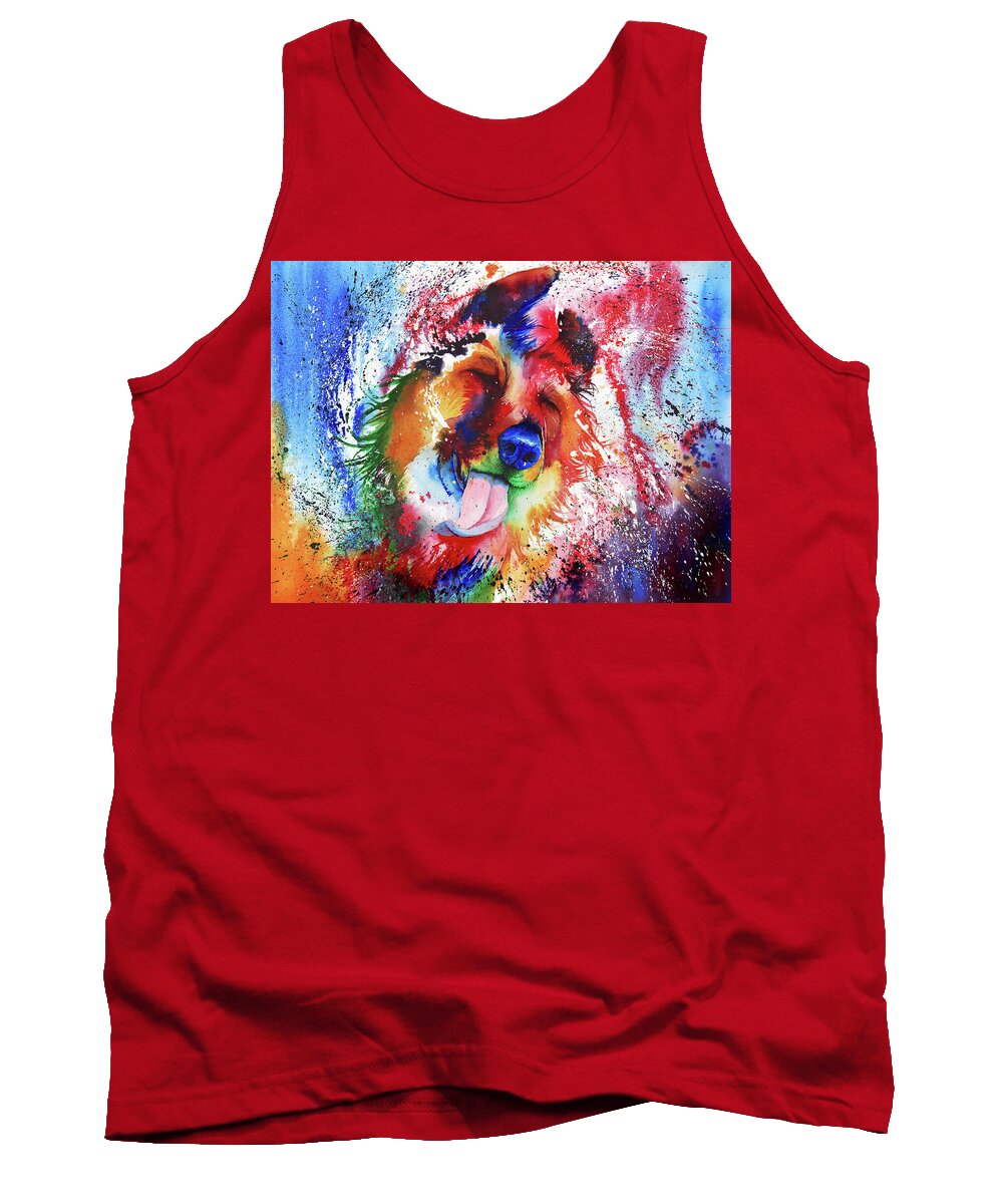 Dog Tank Top featuring the painting Shake Rattle and Roll by Peter Williams