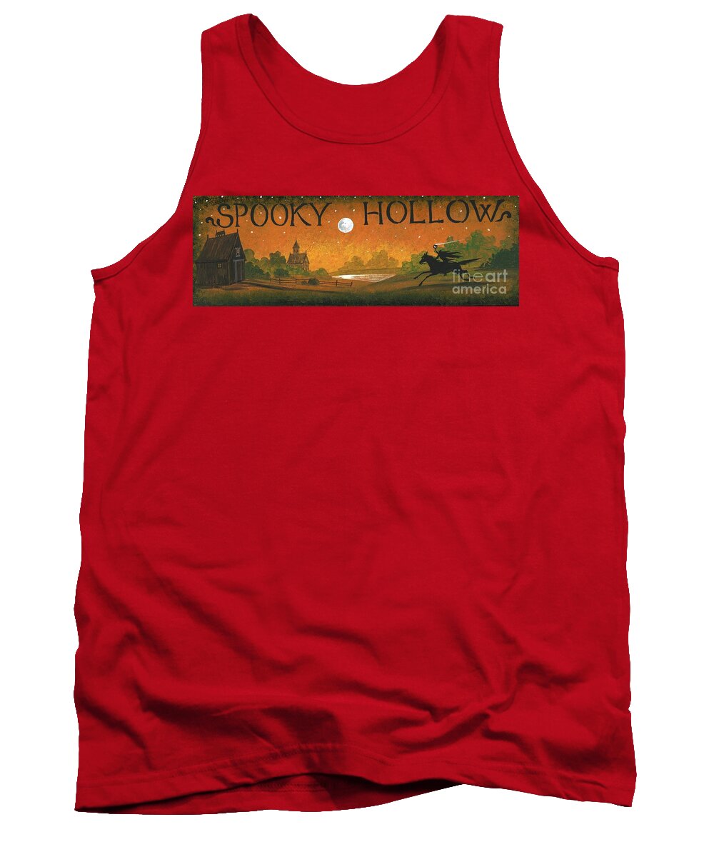 Print Tank Top featuring the painting Spooky Hollow by Margaryta Yermolayeva
