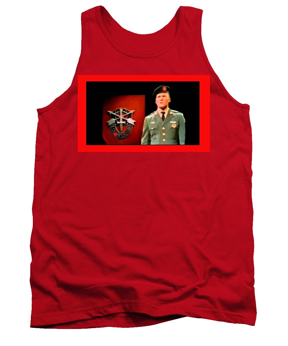 Staff Sergeant Barry Sadler Singing On National Tv - Ed Sullivan Show 1966-2016 Tank Top featuring the photograph Staff Sergeant Barry Sadler singing on national TV - Ed Sullivan show 1966-2016 by David Lee Guss