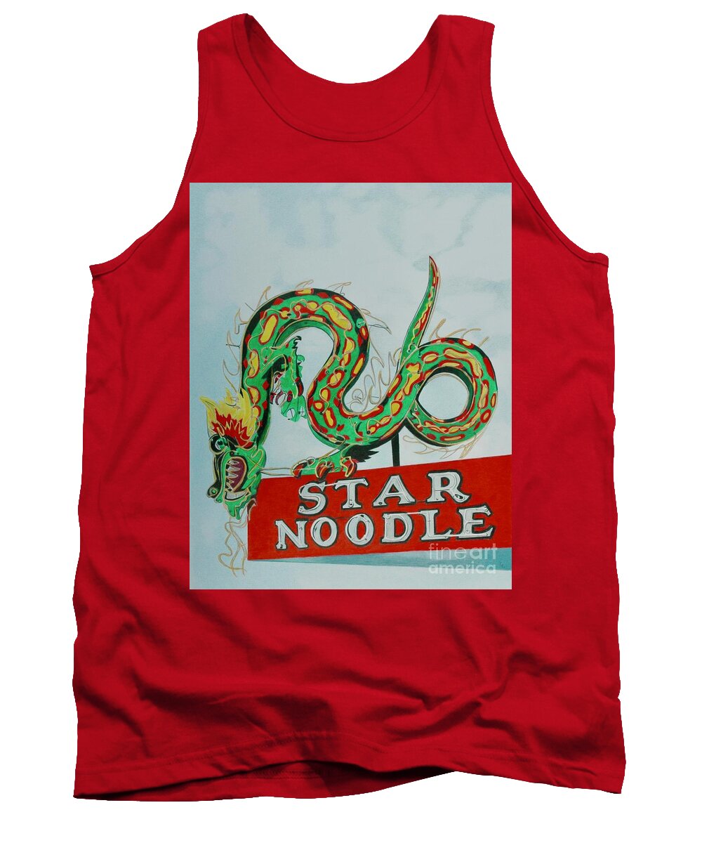 Dragon Tank Top featuring the drawing Star Noodle by Glenda Zuckerman