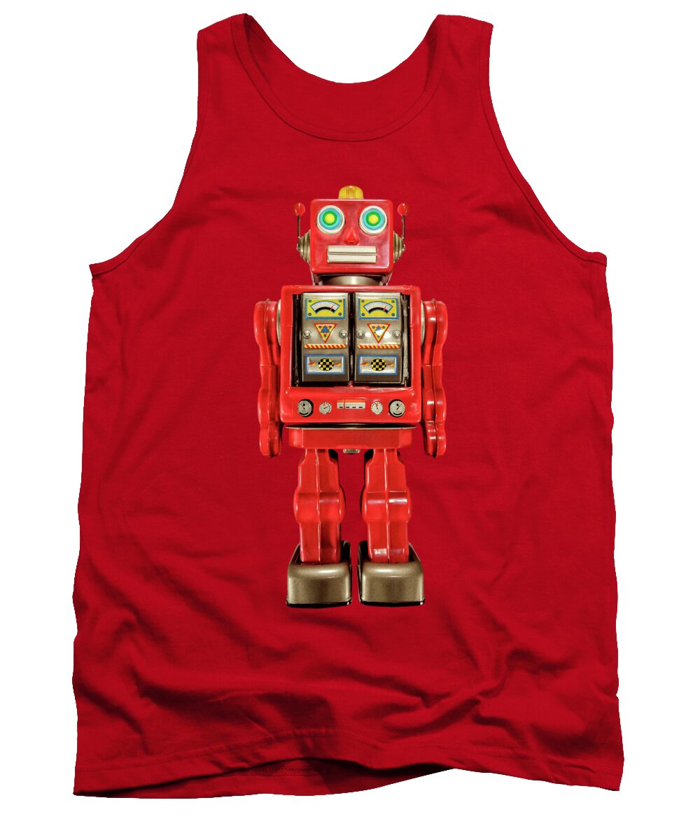 Art Tank Top featuring the photograph Star Strider Robot Red on Black by YoPedro