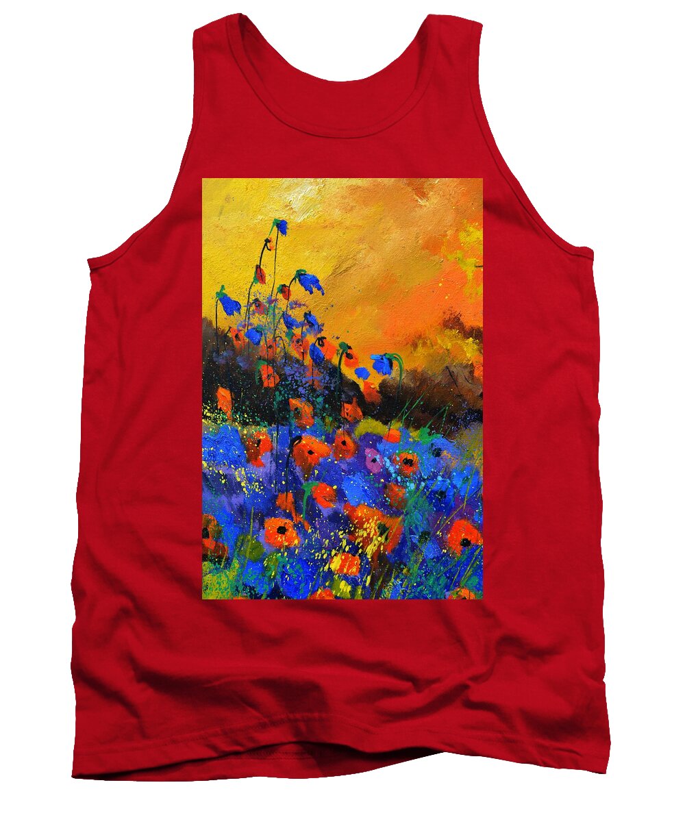 Poppies Tank Top featuring the painting Summer 516091 by Pol Ledent