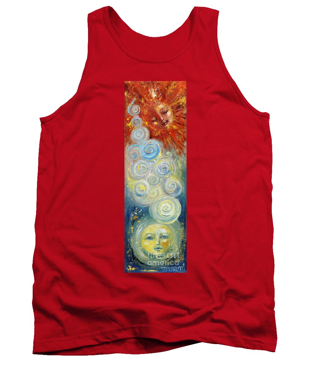 Sun Tank Top featuring the painting Sun and Moon by Manami Lingerfelt