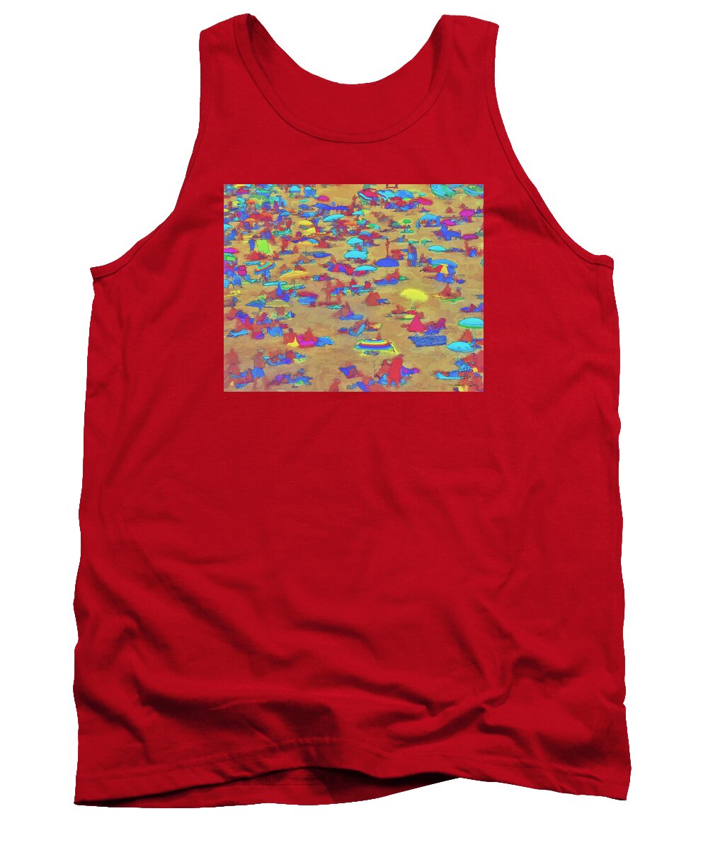 Beach Tank Top featuring the digital art Sun Umbrellas by Pedro L Gili