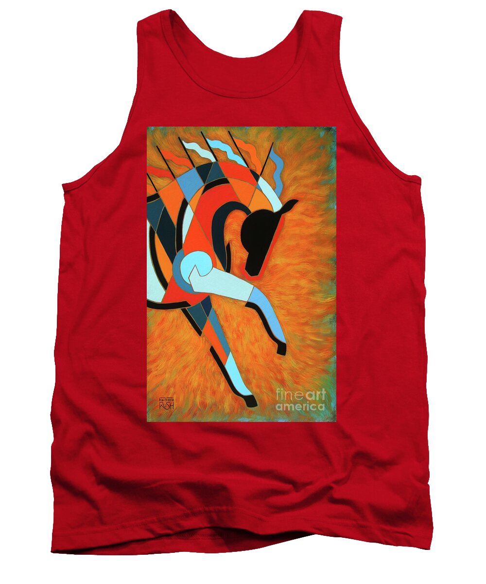 Horse Tank Top featuring the painting SunDancer of the Fire I by Barbara Rush