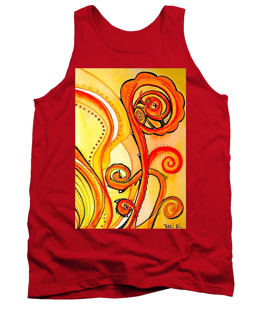 Sunny Tank Top featuring the painting Sunny Flower - Art by Dora Hathazi Mendes by Dora Hathazi Mendes