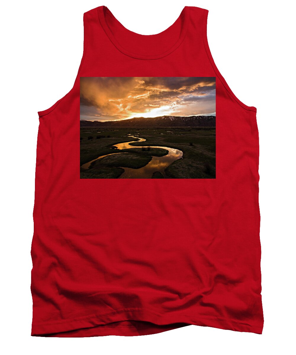 Wyoming Tank Top featuring the photograph Sunrise Over Winding River by Wesley Aston