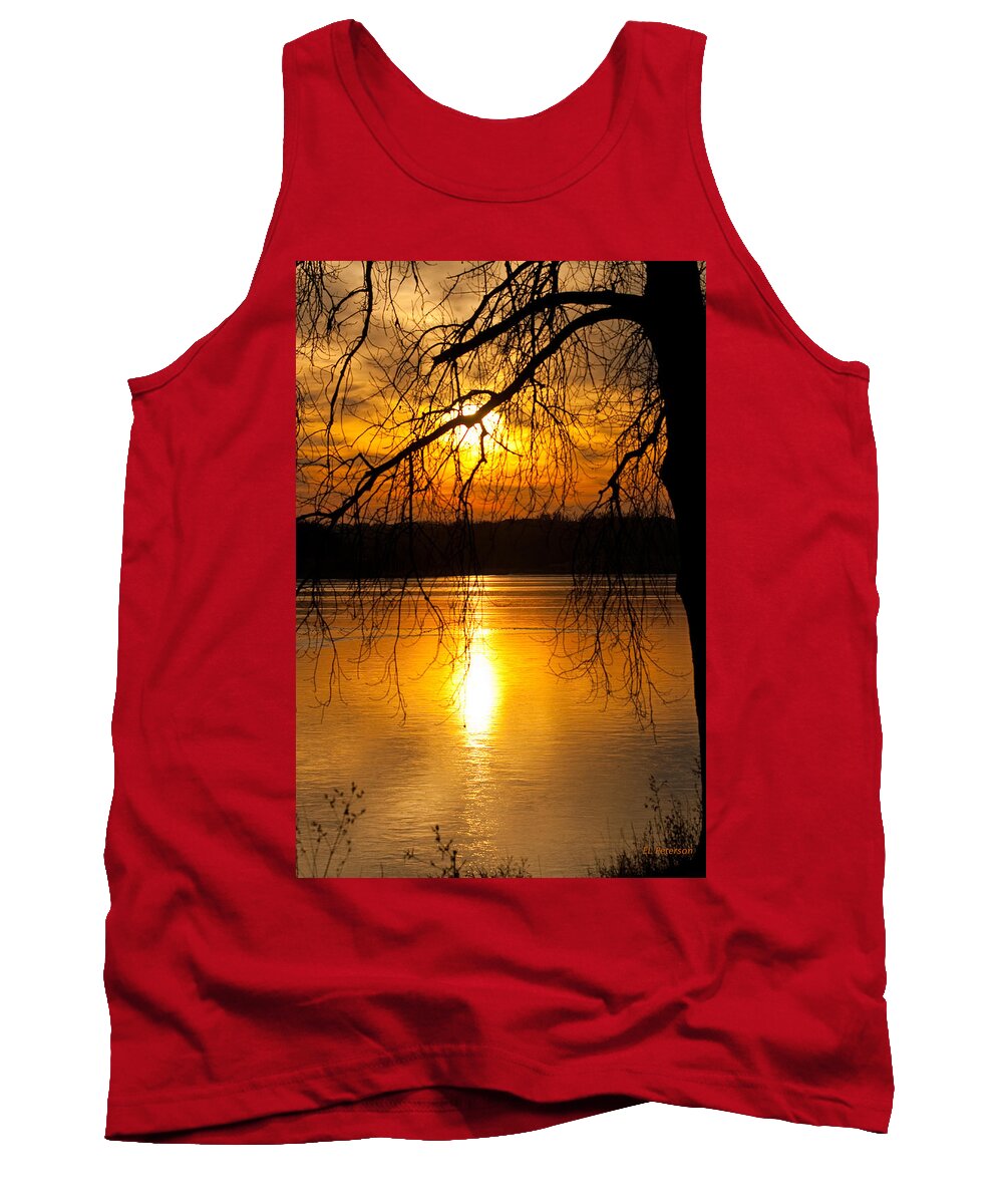 Winter Scene Tank Top featuring the photograph Sunset Over The Lake by Ed Peterson