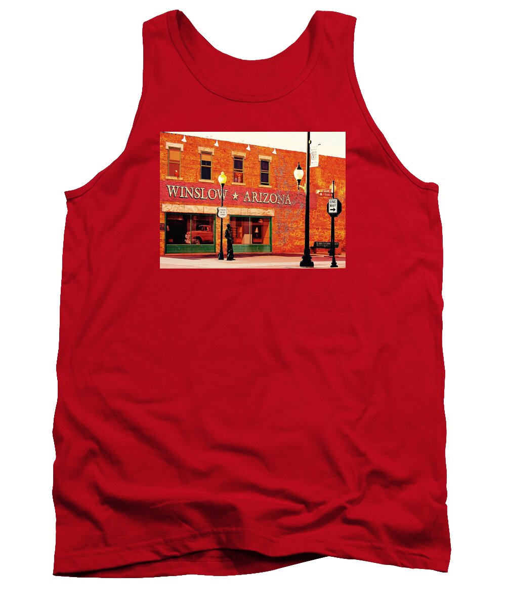 Winslow Tank Top featuring the photograph Standing on the Corner by Barbara Zahno