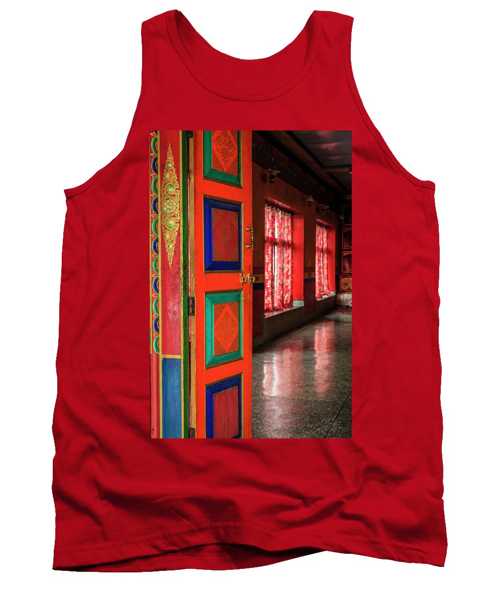 Asia Tank Top featuring the photograph Temple door by Alexey Stiop