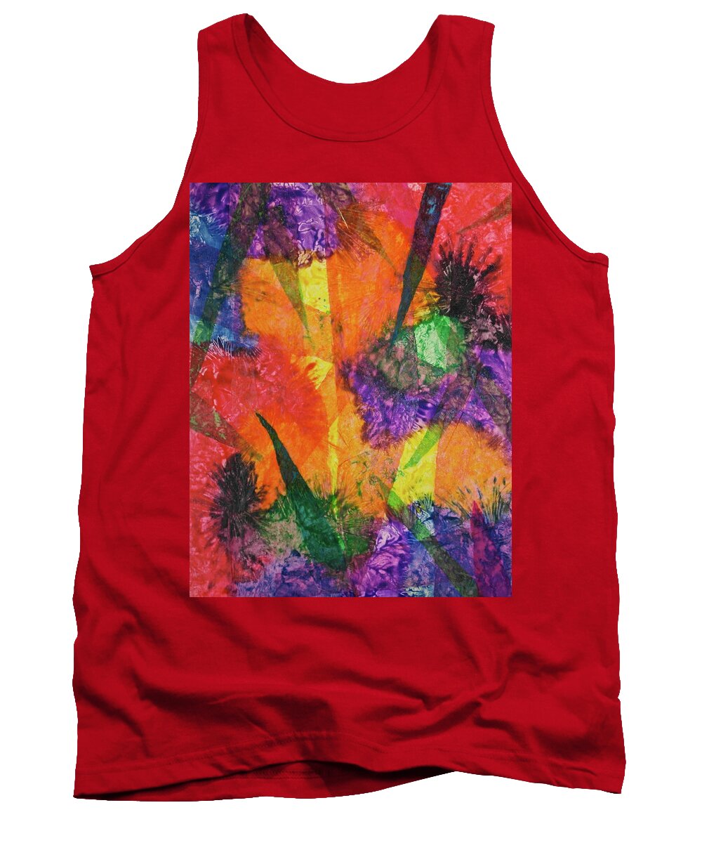 Colors Tank Top featuring the mixed media Texture Garden by Michele Myers