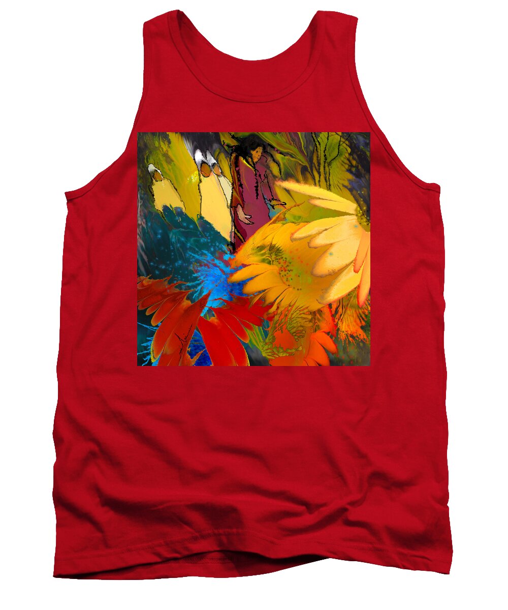 Floral Tank Top featuring the painting The Garden of Sins by Miki De Goodaboom