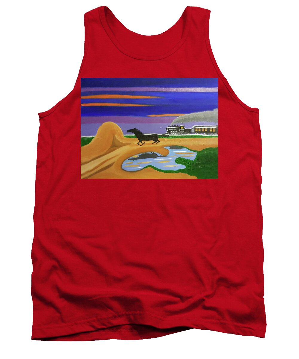 Horse Tank Top featuring the painting The Night Race by Margaret Harmon