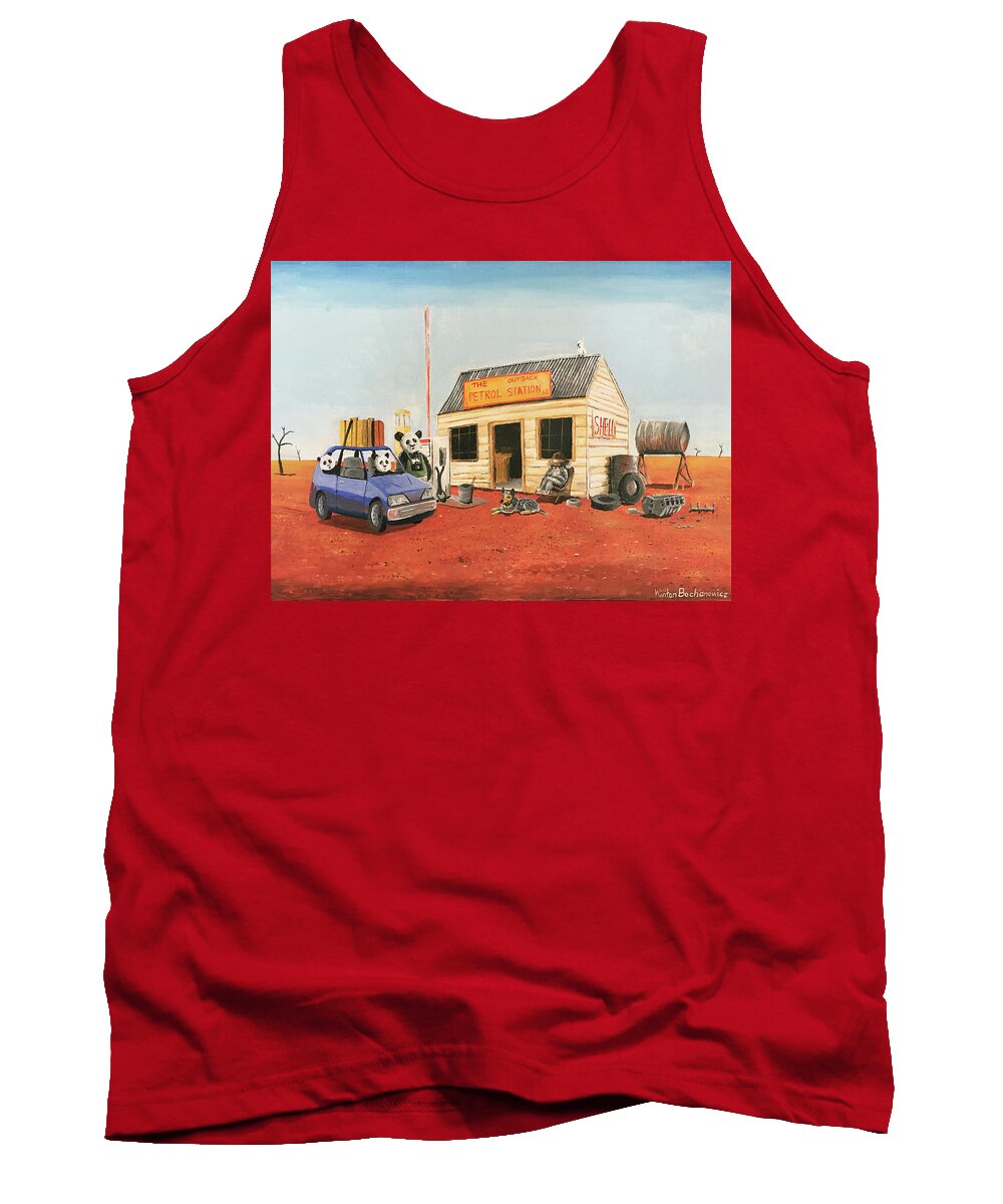 Outback Petrol Station Tank Top featuring the painting The Outback Petrol Station by Winton Bochanowicz