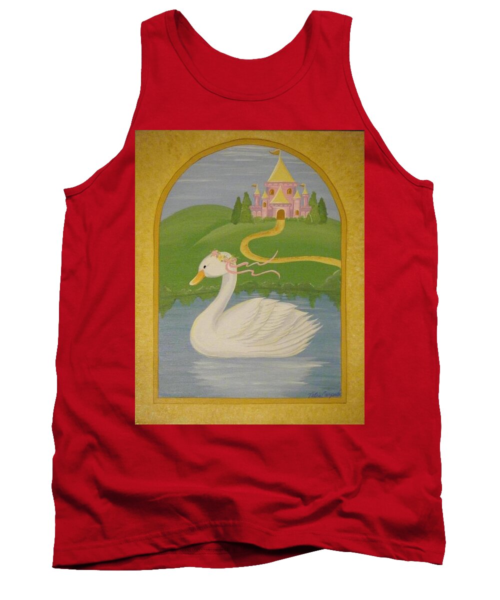 Swan Tank Top featuring the painting The Princess Swan by Valerie Carpenter