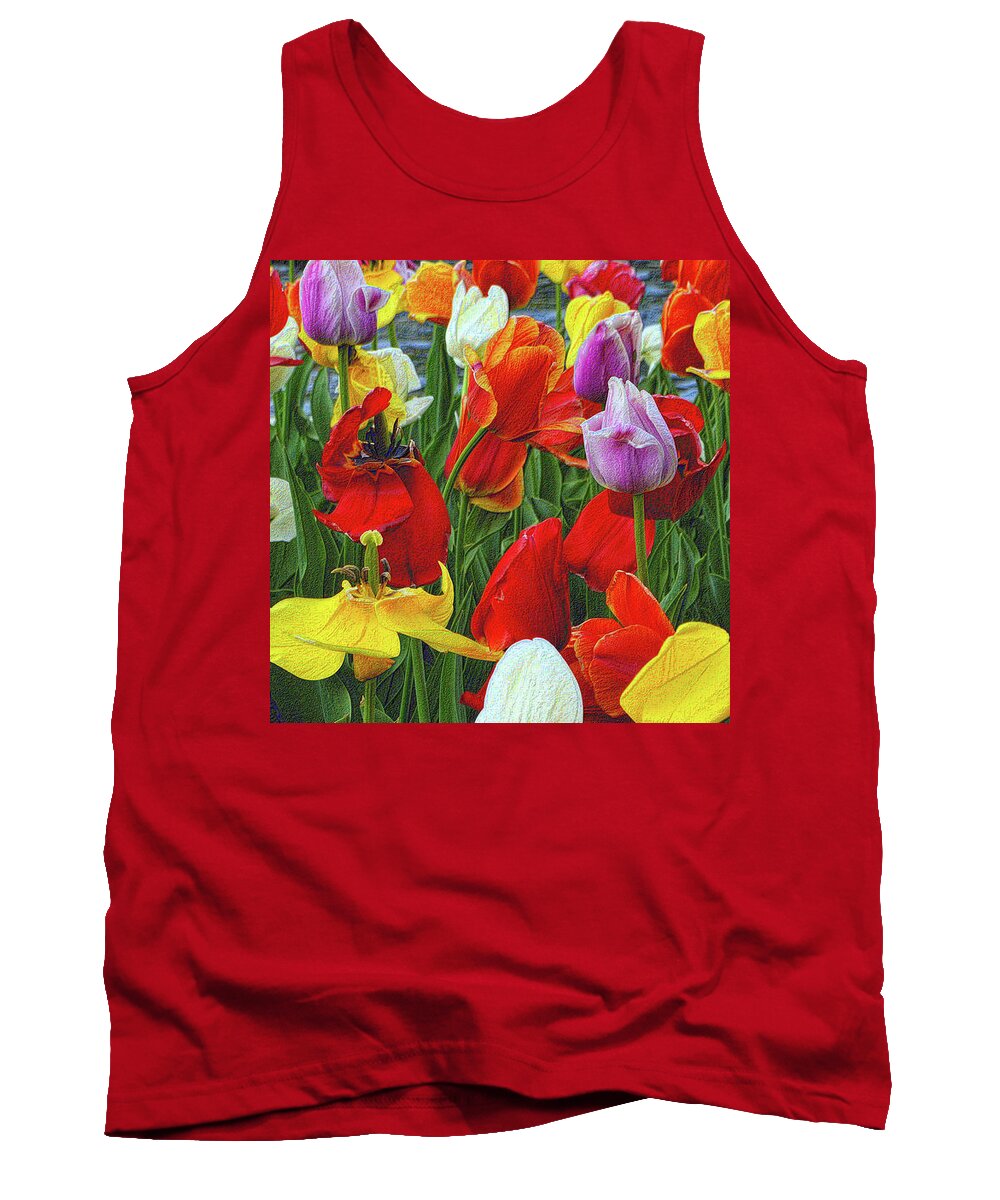 Tulips Tank Top featuring the photograph The Tulip Garden by Nadalyn Larsen