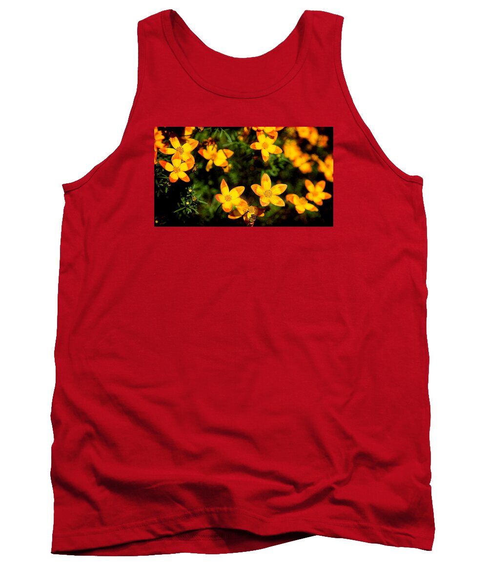 Yellow Flower Tank Top featuring the photograph Tiny Suns by Milena Ilieva