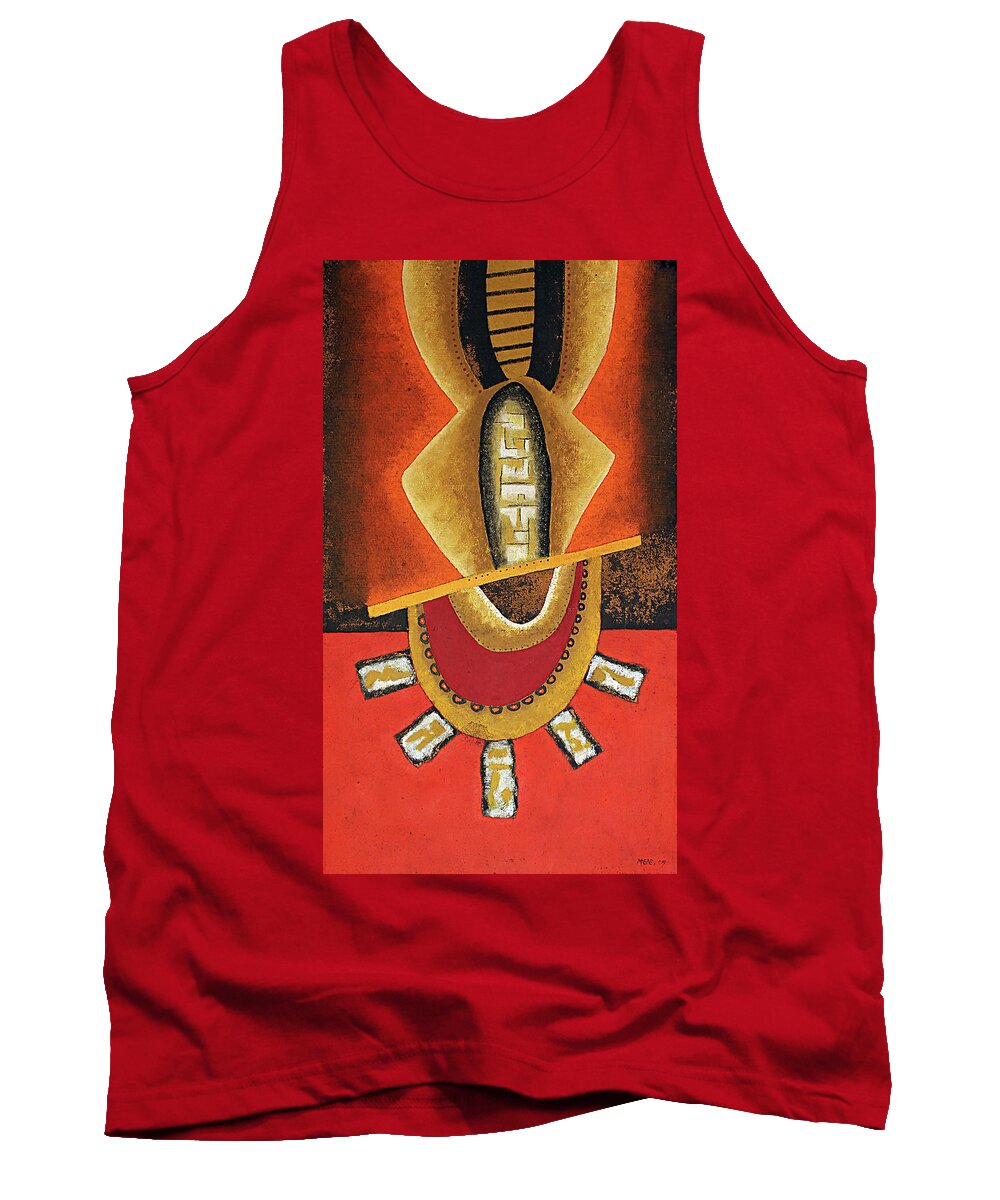 African Tank Top featuring the painting Tribal Man by Michael Nene